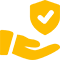 a yellow hand holding a shield
